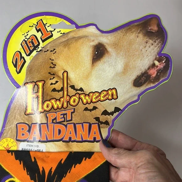 DOG Bandanas Halloween NeckTies NEW LOT of 3 Black Orange 2 size SM 1 size M/L - Picture 5 of 16